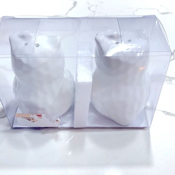OWL Figurine White SALT and PEPPER Kitchen Shakers Home Decor - Picture 3 of 3